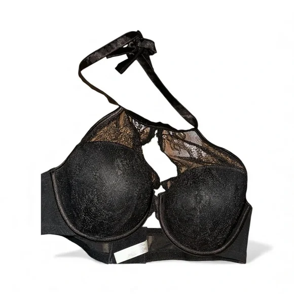 Cacique Lane Bryant High Neck Halter Demi Bra BLACK Wire New NWT 38B - Picture 2 of 3